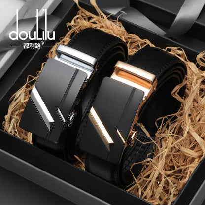 Genuine Leather Automatic Buckle Belt for Men
