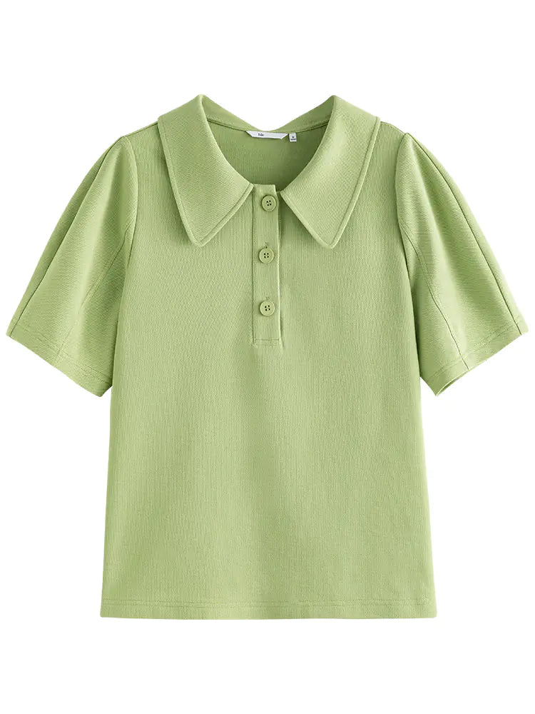 Loose Short Sleeve Cotton Polo T-Shirt for Women