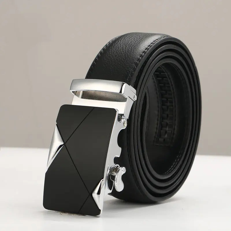 Genuine Leather Men's Belt with Automatic Buckle