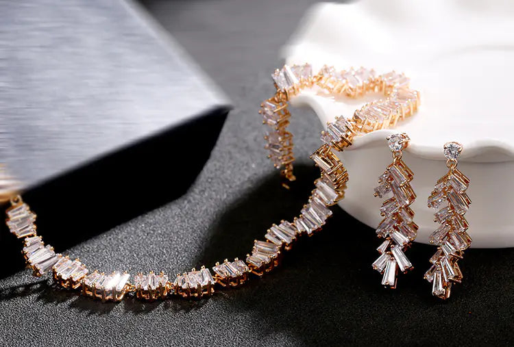 Minimalist 3A Zircon Necklace and Earring Set