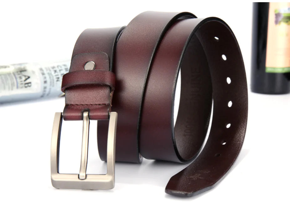 Genuine Leather Belt with Pin Buckle