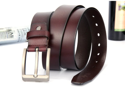 Genuine Leather Belt with Pin Buckle