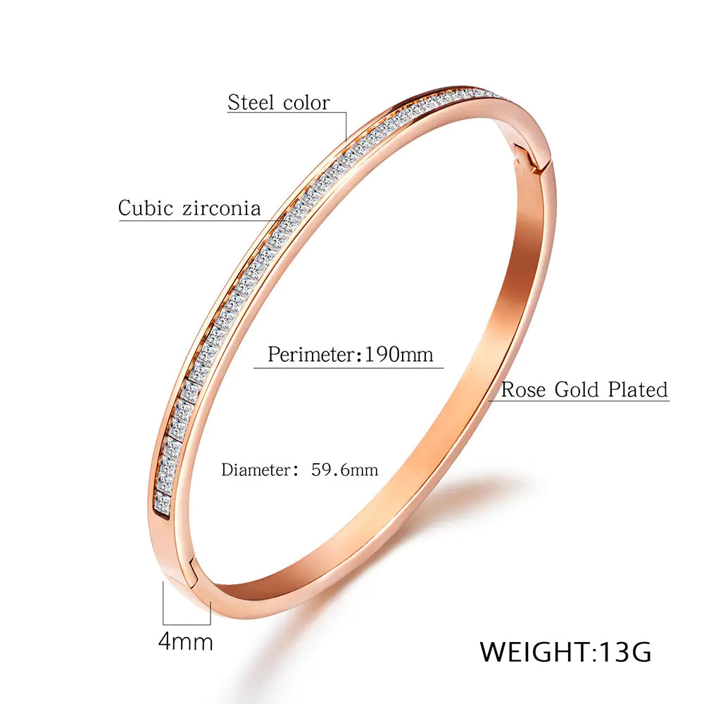 JeeMango Rose Gold Stainless Steel Cuff Bangle Bracelet
