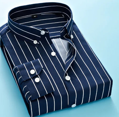 Men's Long Sleeve Striped Dress Shirt (Business Attire)