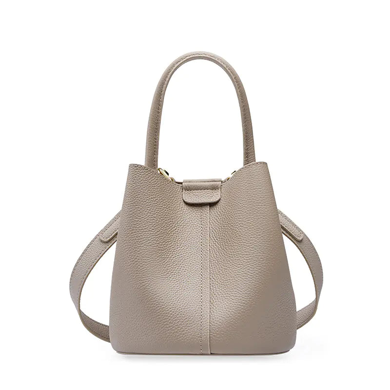 Genuine Leather Crossbody Bucket Bag for Women