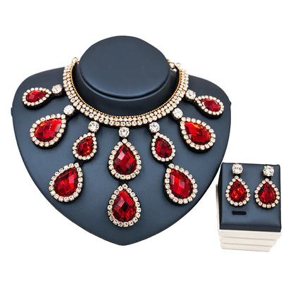 Colorful Exaggerated Bridal Necklace and Earring Set