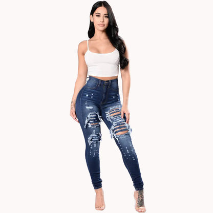 Women's Ripped Skinny Jeans - Stylish Denim Pants