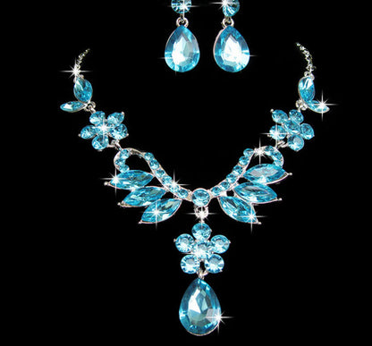 Alloy Diamond Necklace and Earring Bridal Set