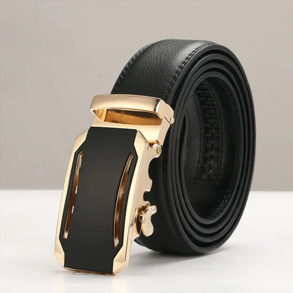 Genuine Leather Men's Belt with Automatic Buckle
