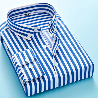 Men's Long Sleeve Striped Dress Shirt (Business Attire)