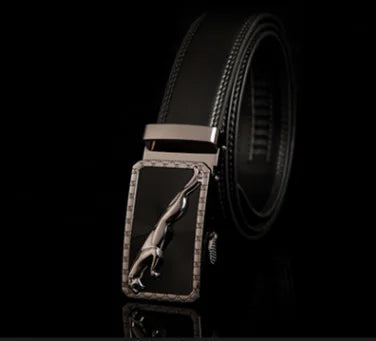 Automatic Buckle Leather Belt for Business Pants