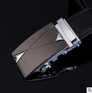 Automatic Buckle Leather Belt for Business Pants