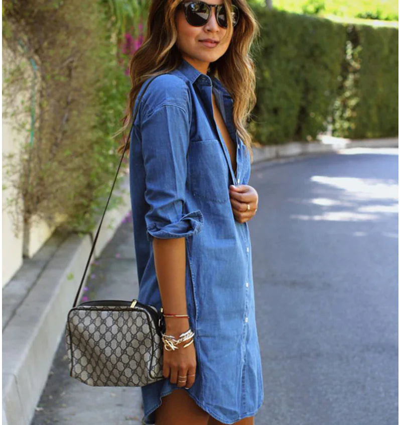 Denim Long Sleeve Shirt, Shirt Dress