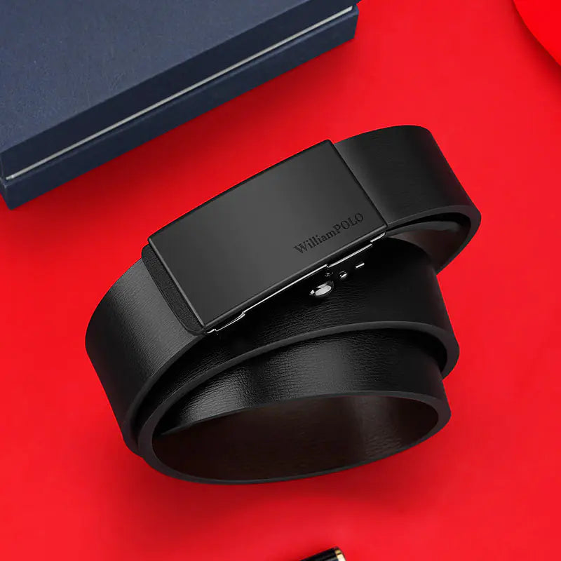 Genuine Leather Men's Belt with Automatic Buckle