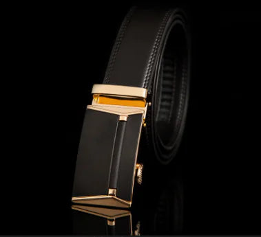 Automatic Buckle Leather Belt for Business Pants