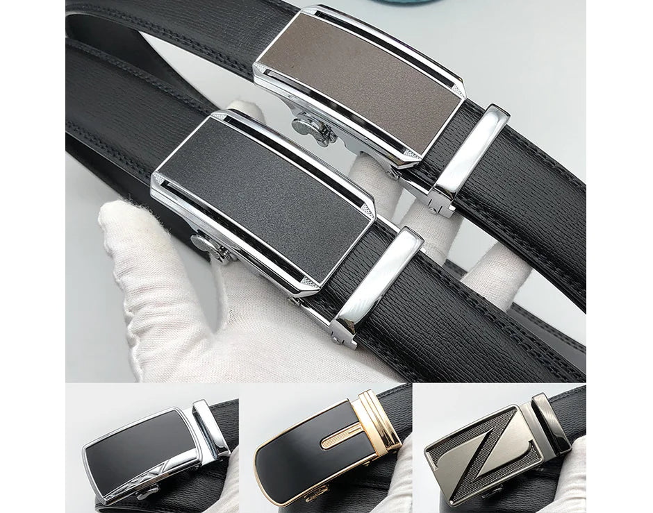 Men's Genuine Leather Automatic Buckle Belt