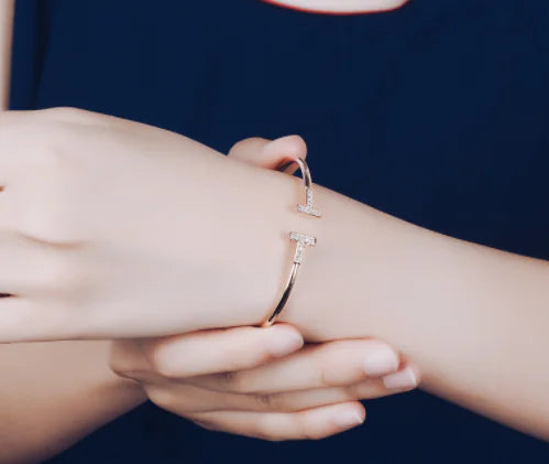 SHINETUNG S925 Fashion Bracelet & Double T Bangle