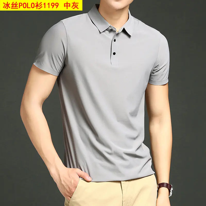 Men's Summer Loose Fit Ice Silk Polo Shirt