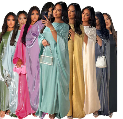 Satin Butterfly Abaya Dress with Waist Detail (One Piece)