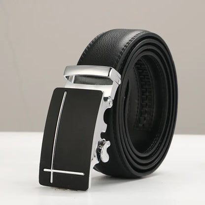 Genuine Leather Men's Belt with Automatic Buckle