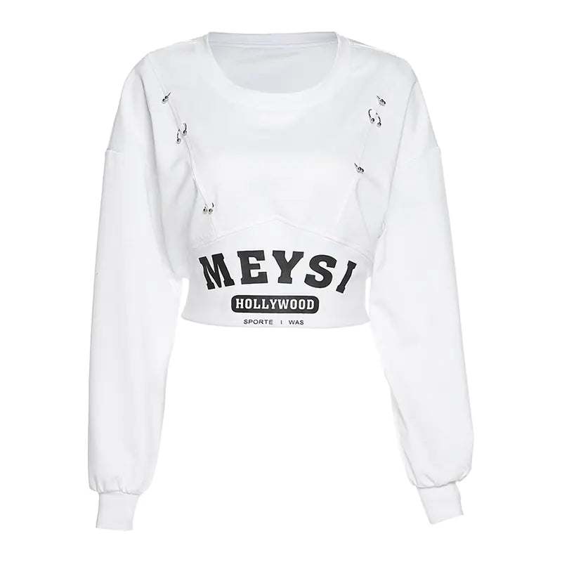 Autumn Winter Women's Letter Print Crop Top