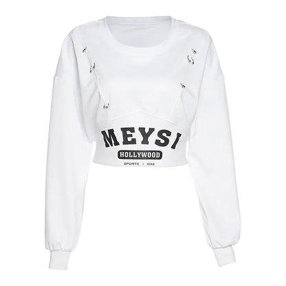 Autumn Winter Women's Letter Print Crop Top