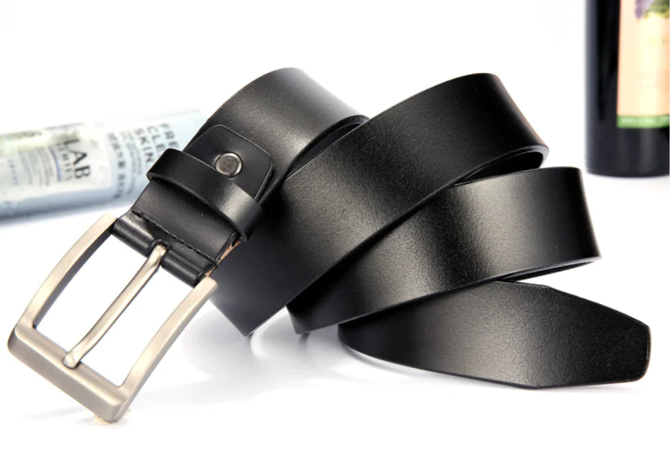 Genuine Leather Belt with Pin Buckle