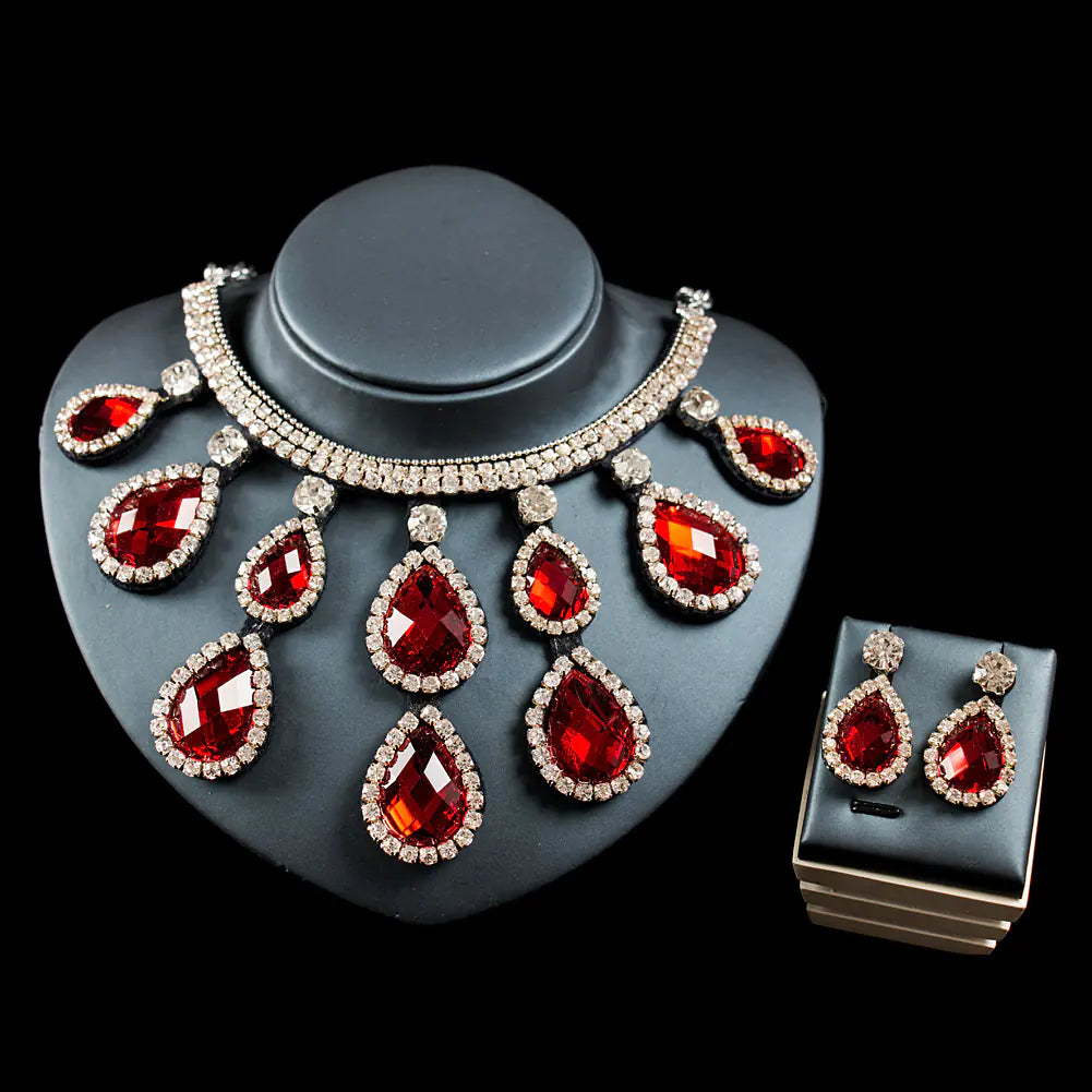 Colorful Exaggerated Bridal Necklace and Earring Set
