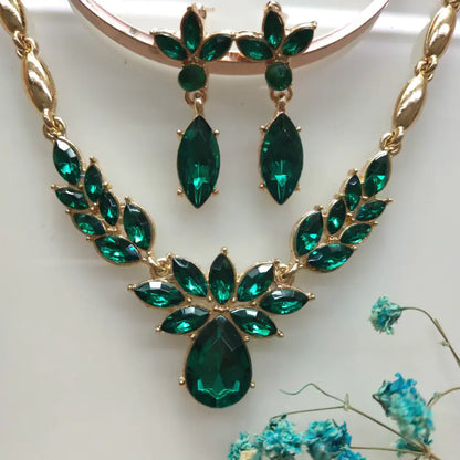 Earring and Necklace Set with Crystal Jewelry