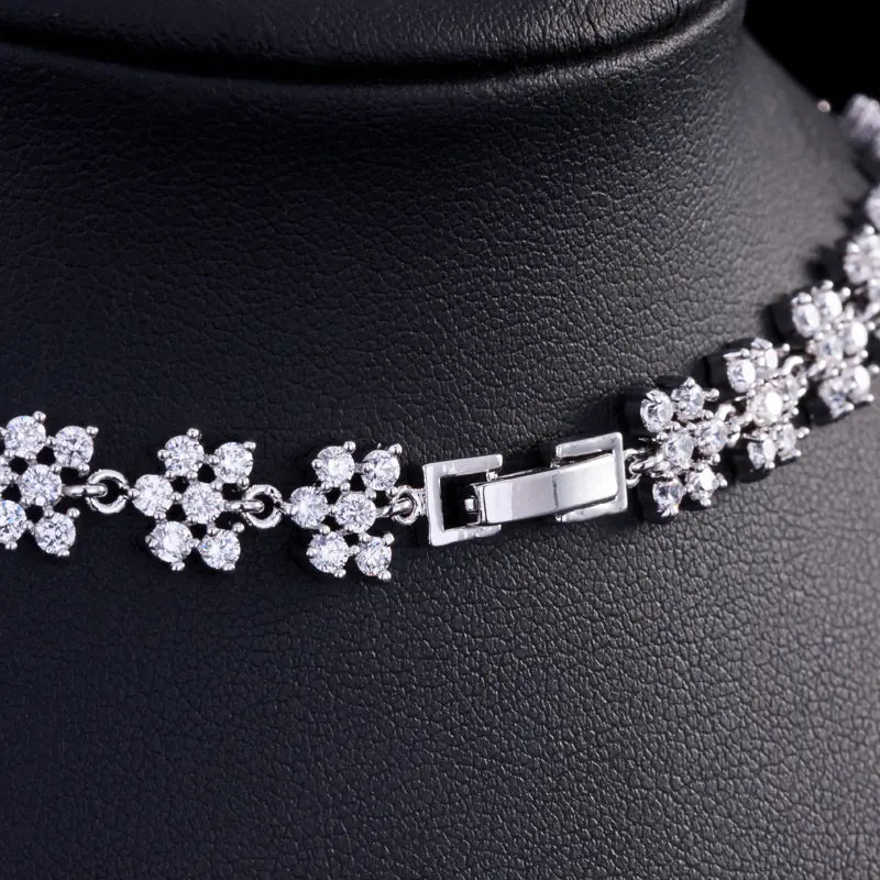 3A Zirconia Earring Necklace Bridal Set, Hypoallergenic