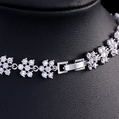 3A Zirconia Earring Necklace Bridal Set, Hypoallergenic