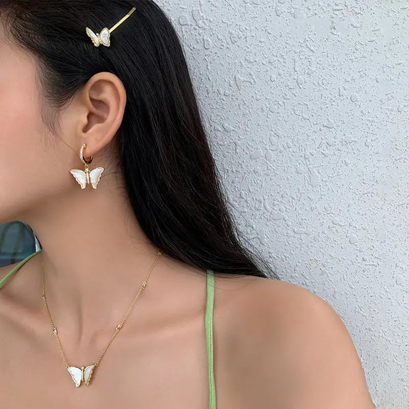 Luxury Vintage Butterfly Necklace & Earring Set