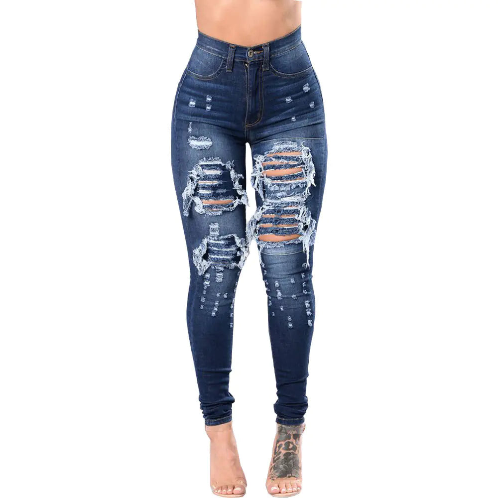 Women's Ripped Skinny Jeans - Stylish Denim Pants