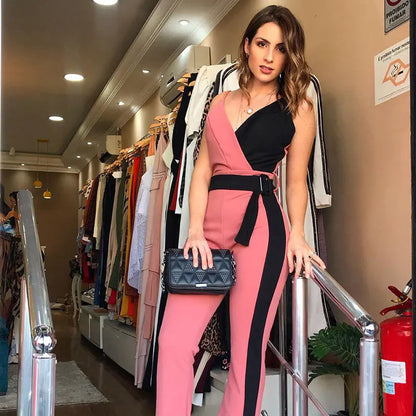 New Women's European American Jumpsuit with Belt