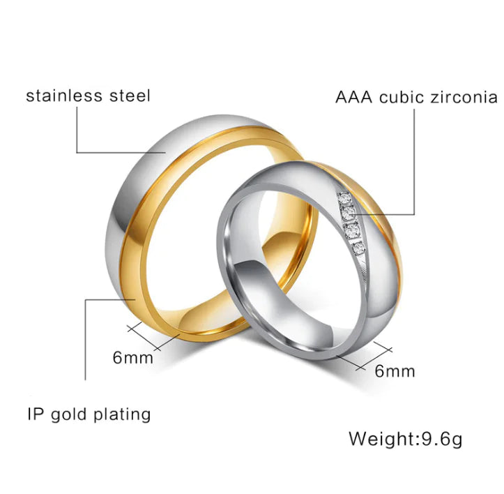 Engagement Ring, Couple Ring, Micro-Paved Titanium Ring