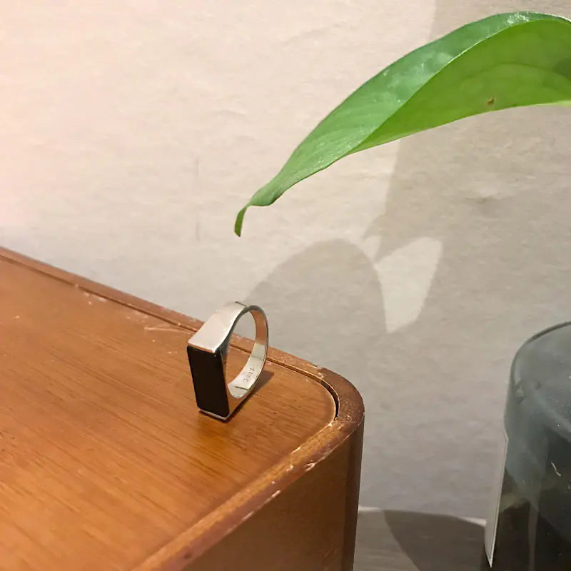 Black Onyx Ring, White Turquoise Ring, Unique Design