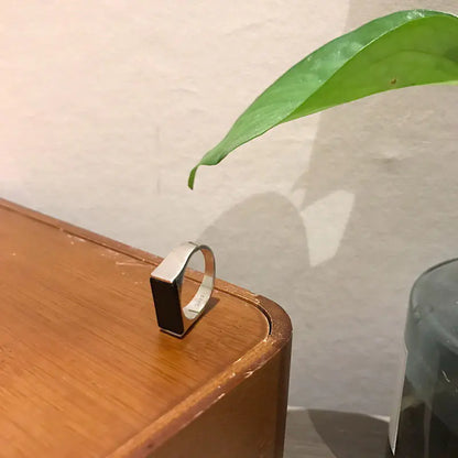 Black Onyx Ring, White Turquoise Ring, Unique Design