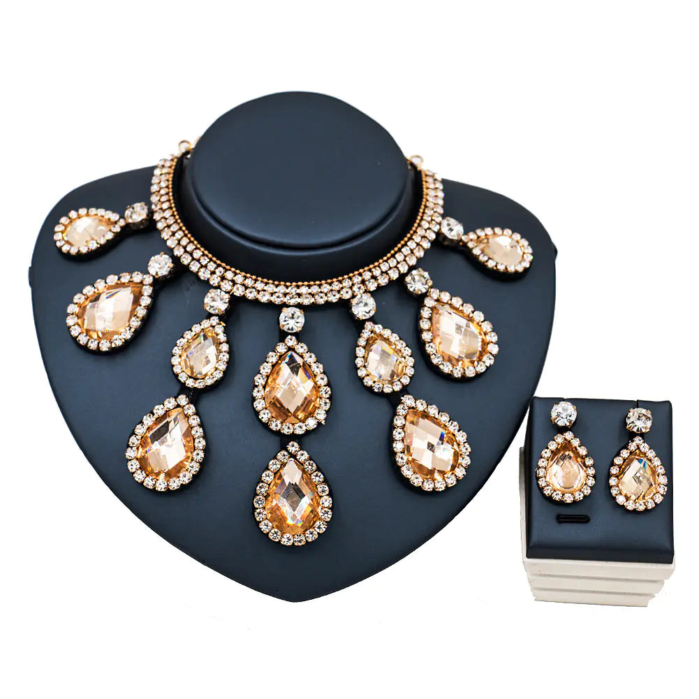 Colorful Exaggerated Bridal Necklace and Earring Set