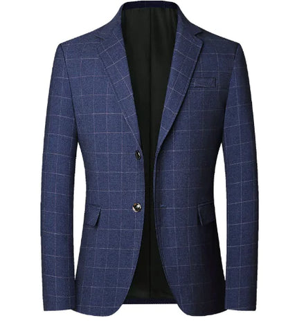 Men's Slim Fit Solid Color Blazer for Business Fashion