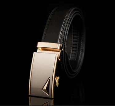 Automatic Buckle Leather Belt for Business Pants