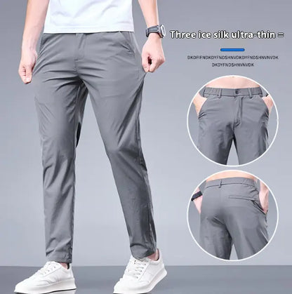 Ice Silk Casual Pants Men's Thin Trendy Trousers