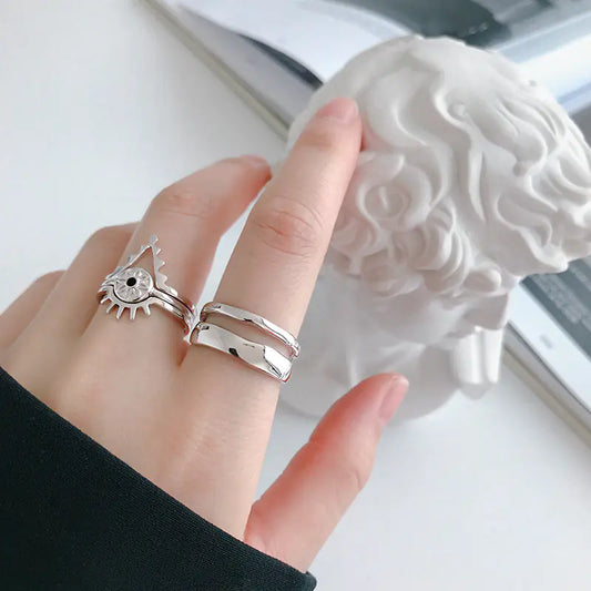 Double Layer Open Female Ring, S925 Silver Ring