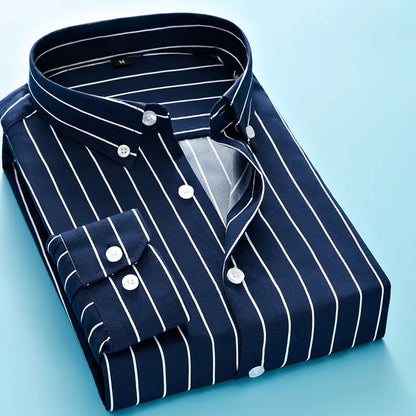 Men's Long Sleeve Striped Dress Shirt (Business Attire)