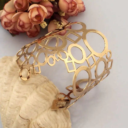 Exaggerated Hollow Bangle with Geometric Patterns