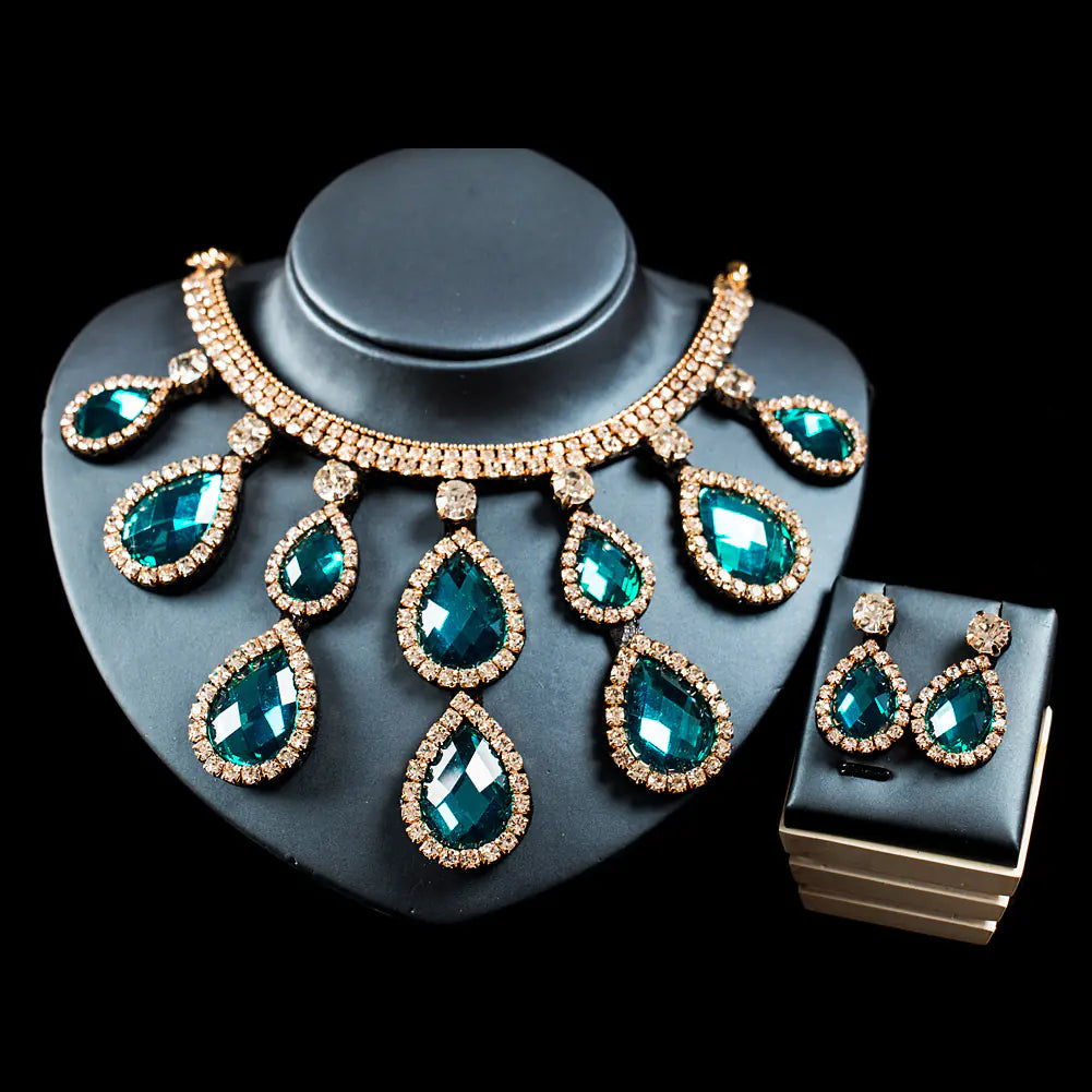 Colorful Exaggerated Bridal Necklace and Earring Set
