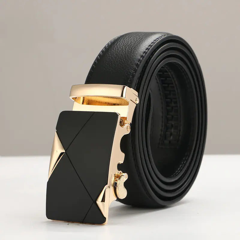 Genuine Leather Men's Belt with Automatic Buckle