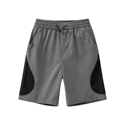 Mechanical Style Color-Blocked Elastic Cargo Pants