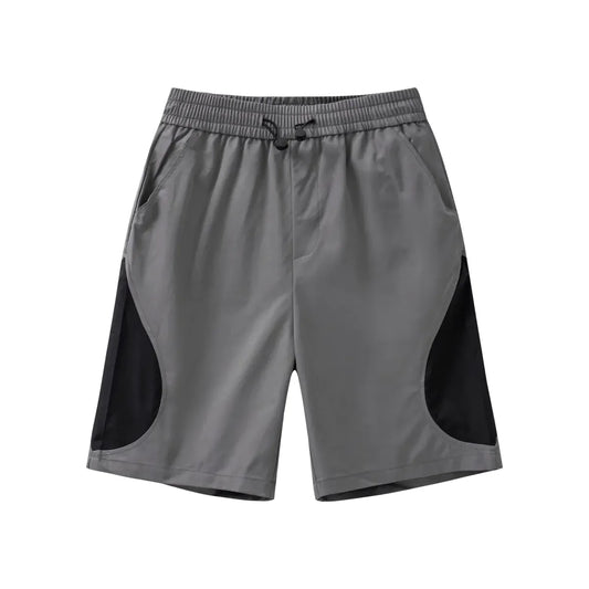 Mechanical Style Color-Blocked Elastic Cargo Pants