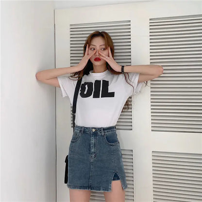 Vintage High-Waisted Denim Skirt and Pant Skirt