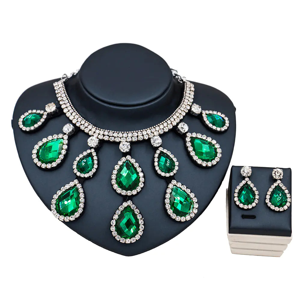 Colorful Exaggerated Bridal Necklace and Earring Set